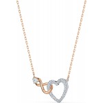 Swarovski Women's Infinity Heart Bangle Bracelet &amp; Necklace Rose-Gold Tone Finish Crystal Jewelry Collection